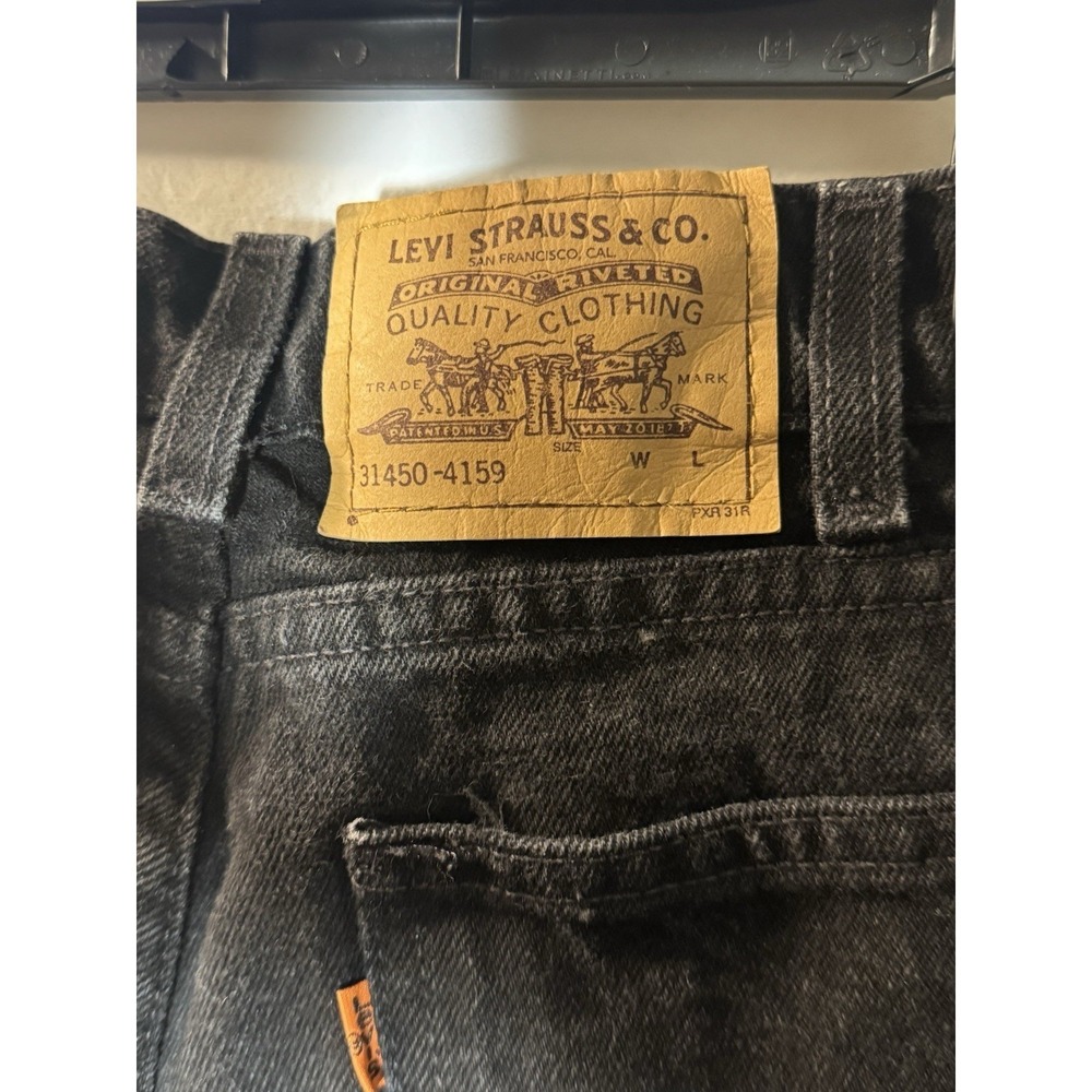 Vintage 97' Levi 31450 Youth Black Denim Pants Slim 10 Orange Tab
